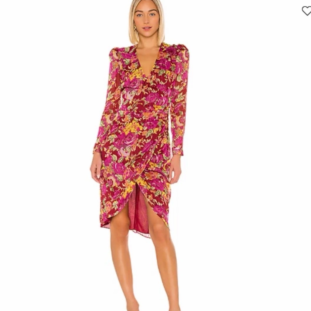 LPA Floral Long Sleeve Dress - Pink and Yellow